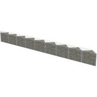 vidaXL Gabion Wall Galvanised Steel 630x30x50 cm, Silver