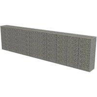 vidaXL Gabion Wall with Covers Galvanised Steel 600x50x150 cm, Silver