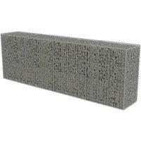 vidaXL Gabion Wall with Covers Galvanised Steel 300x50x100 cm, Silver