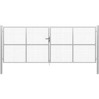 vidaXL Garden Gate Galvanised Steel 415X200cm Silver, Silver