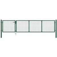 vidaXL Garden Gate Steel 350X75cm Green, Green