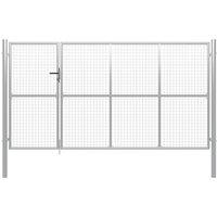 vidaXL Garden Gate Steel 350X150cm Silver, Silver