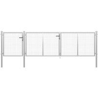 vidaXL Garden Gate Steel 400X75cm Silver, Silver