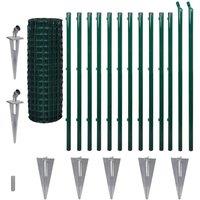 vidaXL Euro Fence Steel 25X1.2 M Green, Green