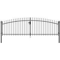 vidaXL Double Door Fence Gate With Spear Top 400X150cm, Black