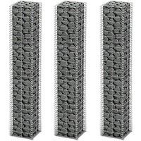 vidaXL Gabion Set 3 Pcs Galvanised Wire 25 X 25 X 150cm, Silver