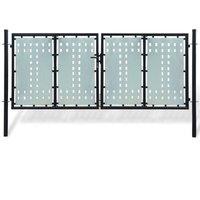 vidaXL Black Double Door Fence Gate 300 X 175cm, Black