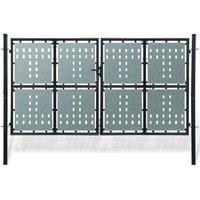 vidaXL Black Double Door Fence Gate 300 X 200cm, Black