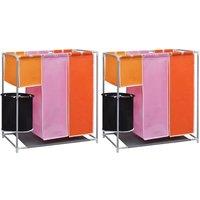 vidaXL 3-section Laundry Sorter Hampers 2 Pcs With A Washing Bin