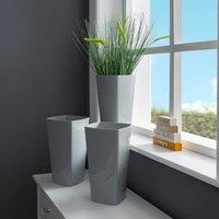 Wham Set 3 Studio 16cm Tall Square Planter Cool Grey, Grey