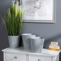 Wham Set 4 Studio 21cm Round Planter Cool Grey, Grey