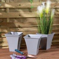Wham Set 4 Metallic 23cm Square Planter Upcycle Grey, Grey