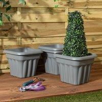 Wham Set 4 Vista 33cm Square Planter Upcycle Grey, Grey
