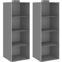 vidaXL Hanging Closet Organisers 2 Pcs With 4 Shelves Fabric, Grey