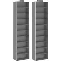 vidaXL Hanging Closet Organisers 2 Pcs With 10 Shelves Fabric, Grey