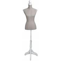 vidaXL Ladies Bust Display Mannequin Linen With Stripes, Grey