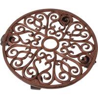 Esscherts Garden TG130 Large Round Plant Trolley, Brown