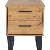 Core Products Texas 2 Drawer Bedside Cabinet Antique Waxed Pine, Brown