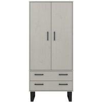 Core Products Texas 2 Door 2 Drawer Wardrobe Grey Wash Waxed Pine, Grey