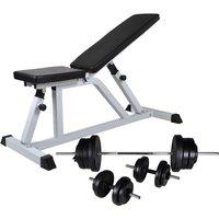vidaXL Workout Bench With Barbell And Dumbbell Set 60.5 Kg, Black