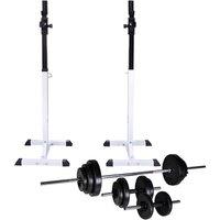vidaXL Barbell Squat Rack With Barbell And Dumbbell Set 30.5 Kg, Multi