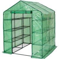 Tectake 401860 Greenhouse w/ Tarpaulin And Shelving - Green, Green