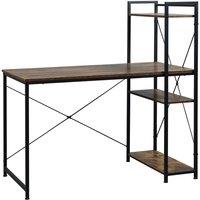 HOMCOM Computer Desk With 4 Tier Bookshelf Industrial Style, Brown