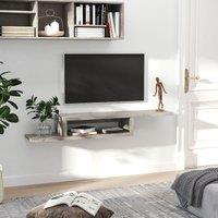 HOMCOM Wall Mounted Floating Tv Stand Shelf Granite Effect, Grey