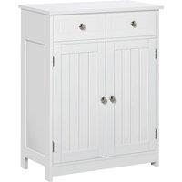 Kleankin 75X60Cm Freestanding Bathroom Storage Cabinet Unit With 2 Drawers White, White