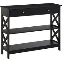 HOMCOM Console Table With Open Top X Support Black, Black