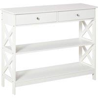 HOMCOM Console Table With Open Top X Support White, White