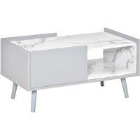 HOMCOM Two-Tone Storage Coffee Table Grey Marble Effect, Grey