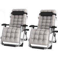 Groundlevel Luxury Recliner Extra Wide Gravity Chairs With Cup Holder - 2 Grey Chairs, Grey
