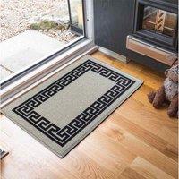 Serdim Rugs Non Slip Greek Key Design Doormats Grey 50X80 Cm