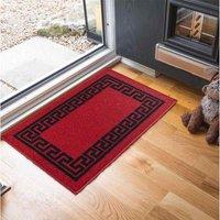 Serdim Rugs Non Slip Greek Key Design Doormats Red Black 40X60 Cm, Red
