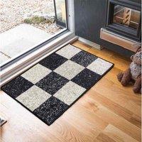 Serdim Rugs Square Design Anti Slip Doormats Black 57X90 Cm, Black