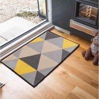 Serdim Rugs Triangle Design Anti Slip Doormats Dark Gold 57X90 Cm, Yellow