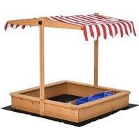 Outsunny Kids Wooden Outdoor Sandbox Play Station, Yellow