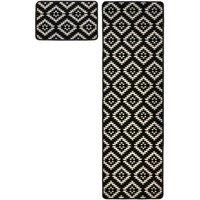 Homemaker Aztec Runner & Doormat Black 57X230Cm & 57X40Cm, Black