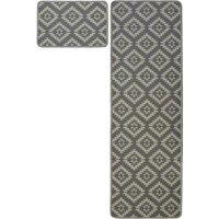 Homemaker Aztec Runner & Doormat Grey 57X180Cm & 57X40Cm, Grey