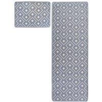 Homemaker Modern Geo Runner & Doormat Grey 57X180Cm &57X40Cm, Grey