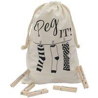 Jvl Peg It Peg Bag With Wooden Pegs Pack Of 100, Black