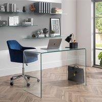 Julian Bowen Set Of Amalfi Desk And Kahlo Blue Office Chair, Clear