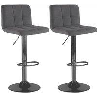 Neo Dark Grey Fabric Bar Stools w/ Matt Black Legs 2pk, Grey