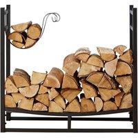 Neo Black Firewood Log Rack With Hooks, Black
