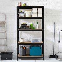 Neo 5 Tier Black Large Steel Garage Shelving Racking Unit, Black