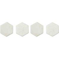 Interiors by PH Set Of Four White Marble Hexagonal Coasters, White
