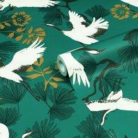 Furn. Demoiselle Jade Green Botanical Printed Wallpaper 10m x 53cm, Green