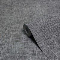 Paoletti Luxe Serafina Charcoal Grey Embossed Metallic Vinyl Wallpaper 10m x 53cm, Grey