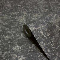 Paoletti Luxe Symphony Black Embossed Metallic Vinyl Wallpaper 10m x 53cm, Black